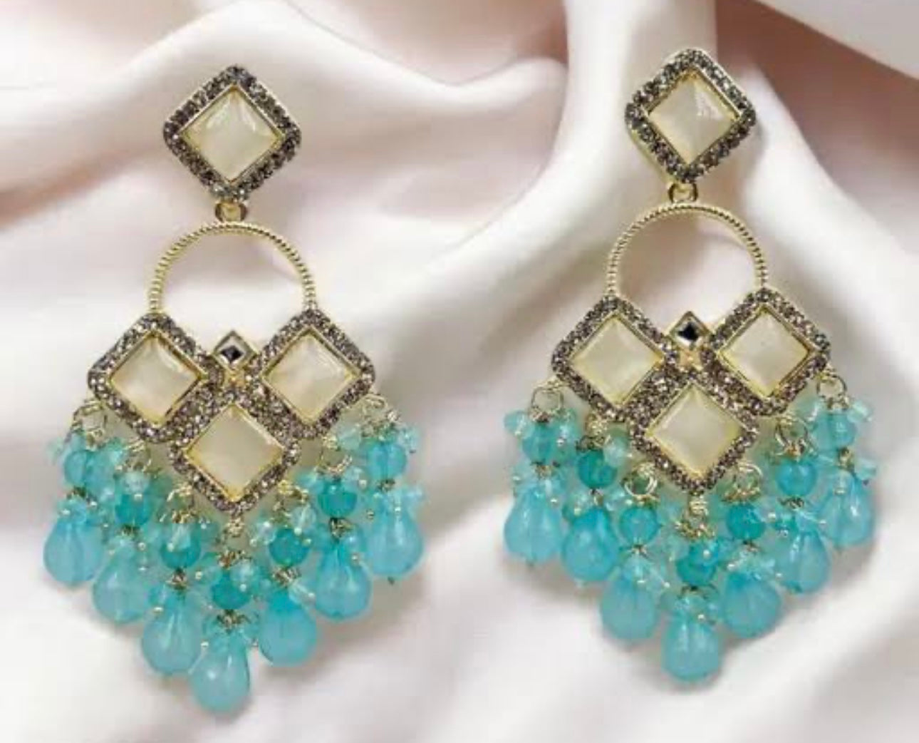 Crystal & Monalisa Stone Kundan Earrings