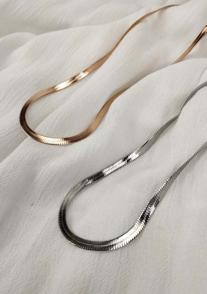 Minimalist Snake Skin Pattern Chain Gold & Silver - Set of 2