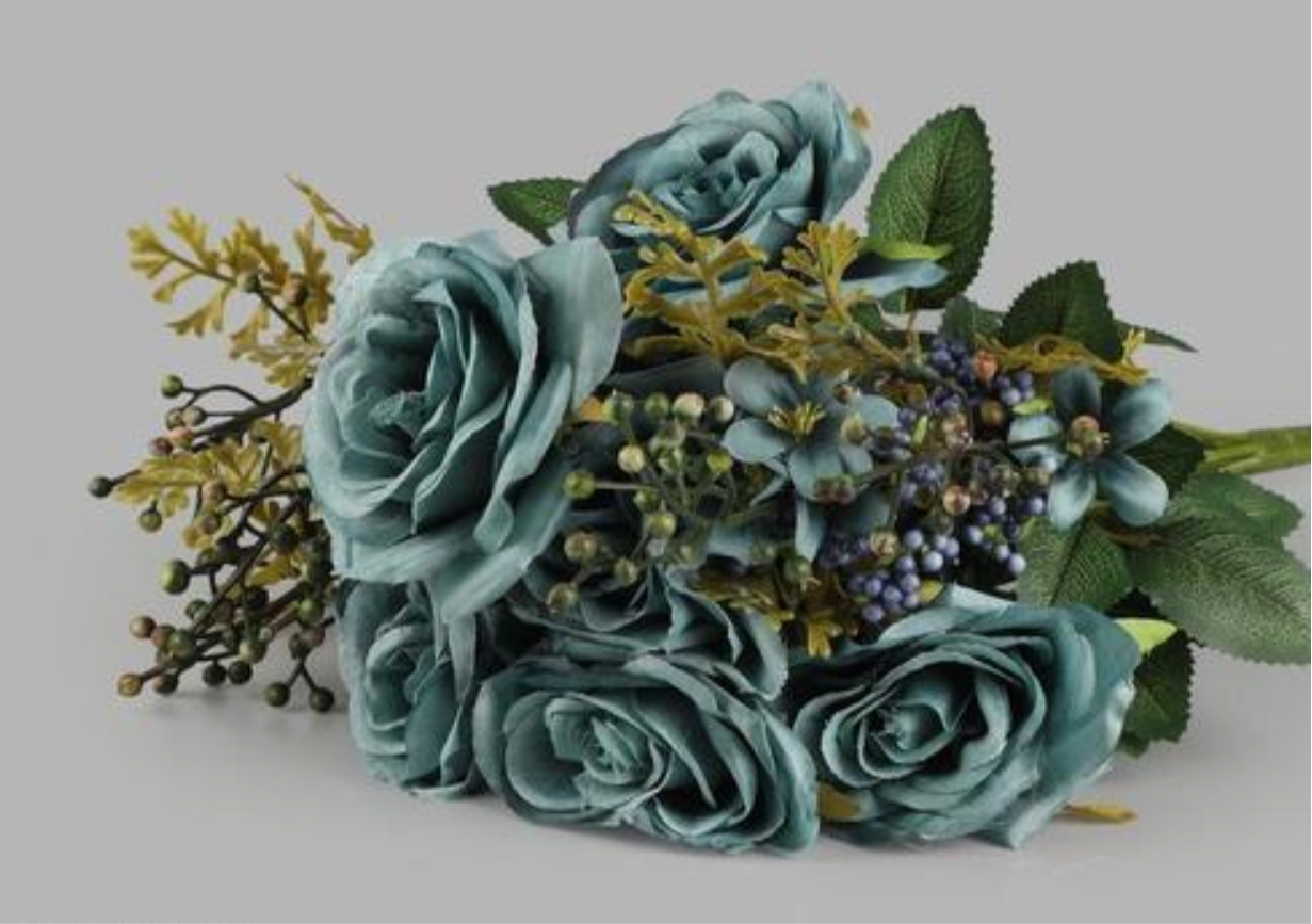 Premium Teal Artificial Peonies & Hydrangeas Flowers Bunch