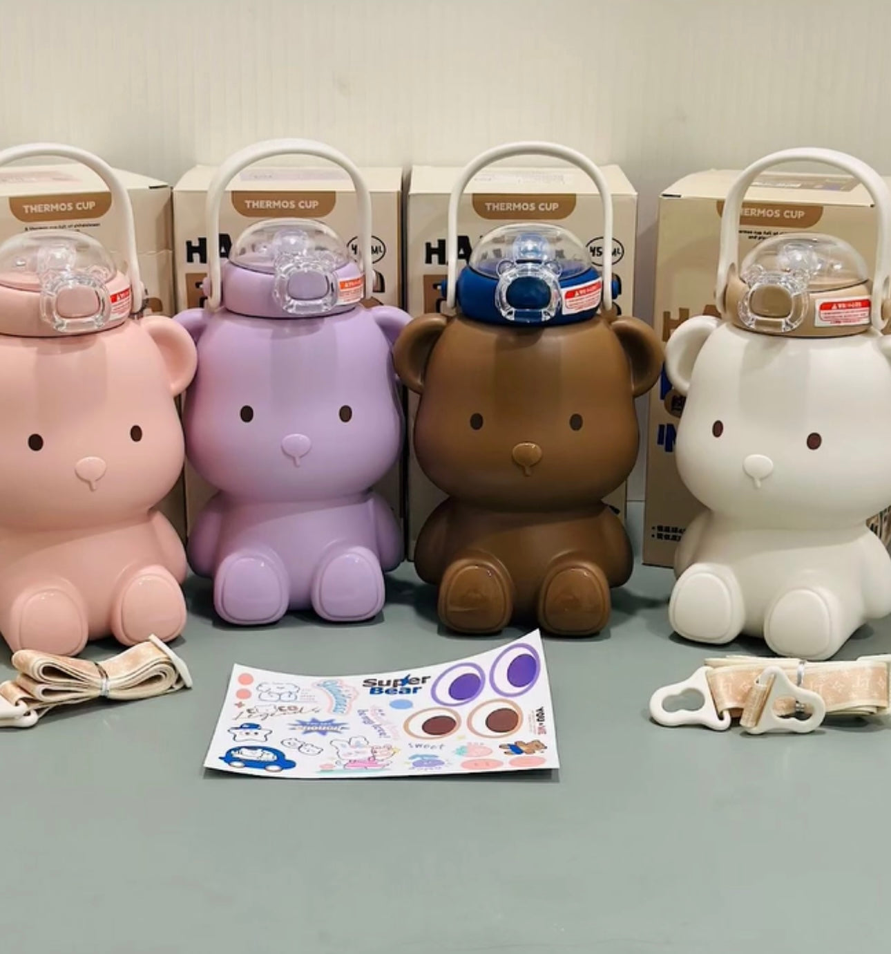 Cute Teddy Bear Stainless Steel Sipper Water Bottle