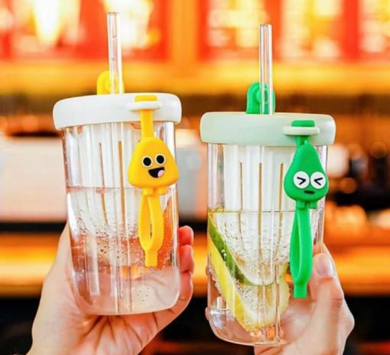Cute Kawaii Boba Glass Tumbler with Straw & Lid