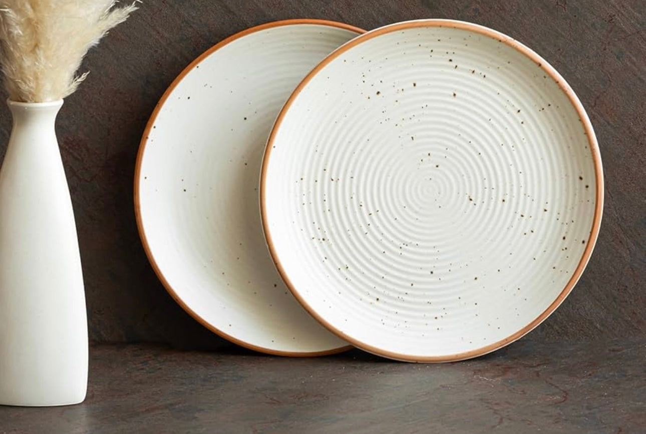 Handcrafted Stoneware Ceramic Large Dinner Plates - Set of 2