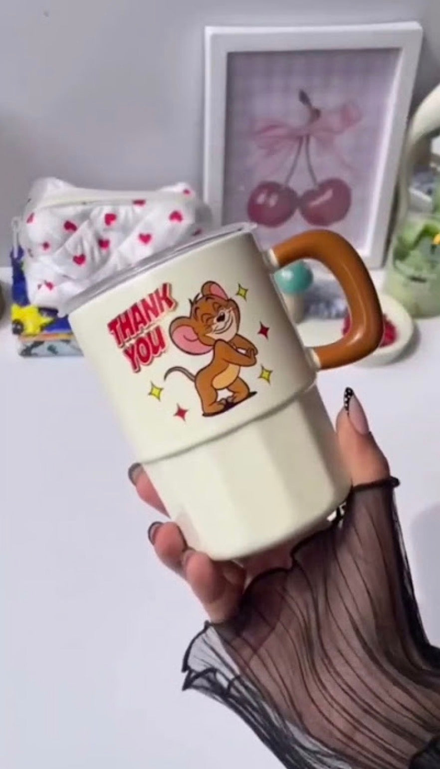 Tom & Jerry Chunky Mug with Lid & Straw