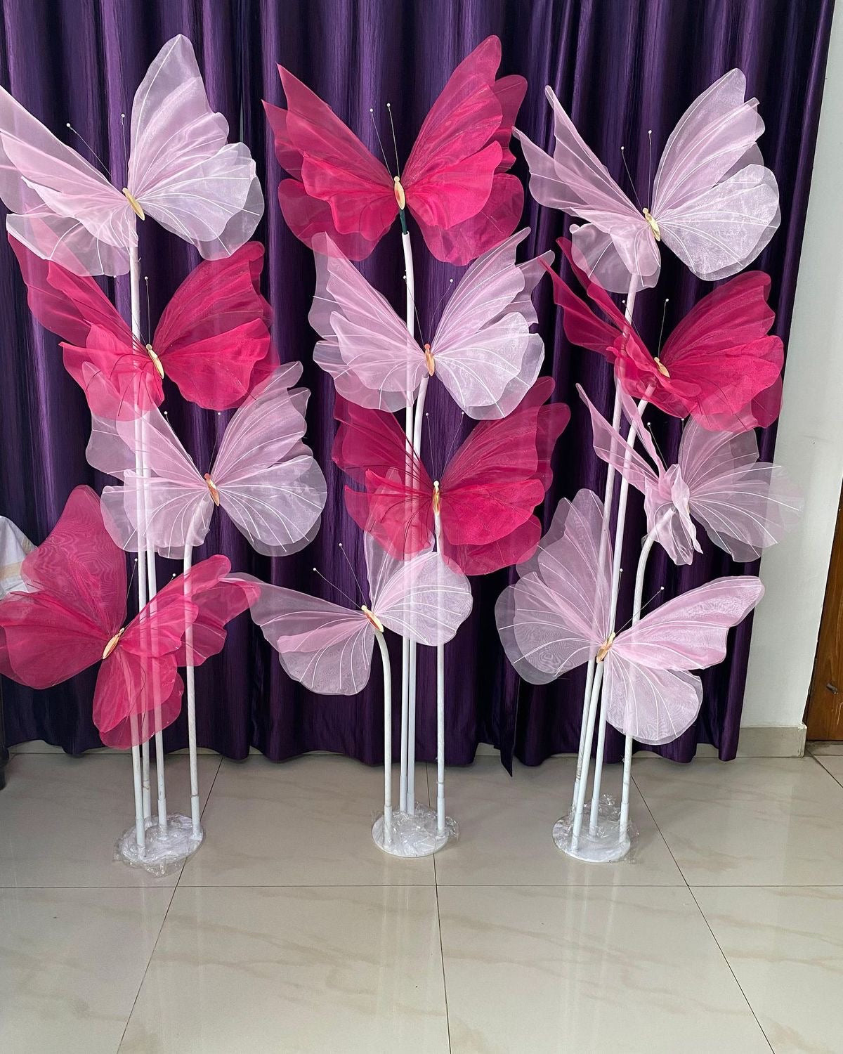 Organza Fabric Butterflies (without Stand)