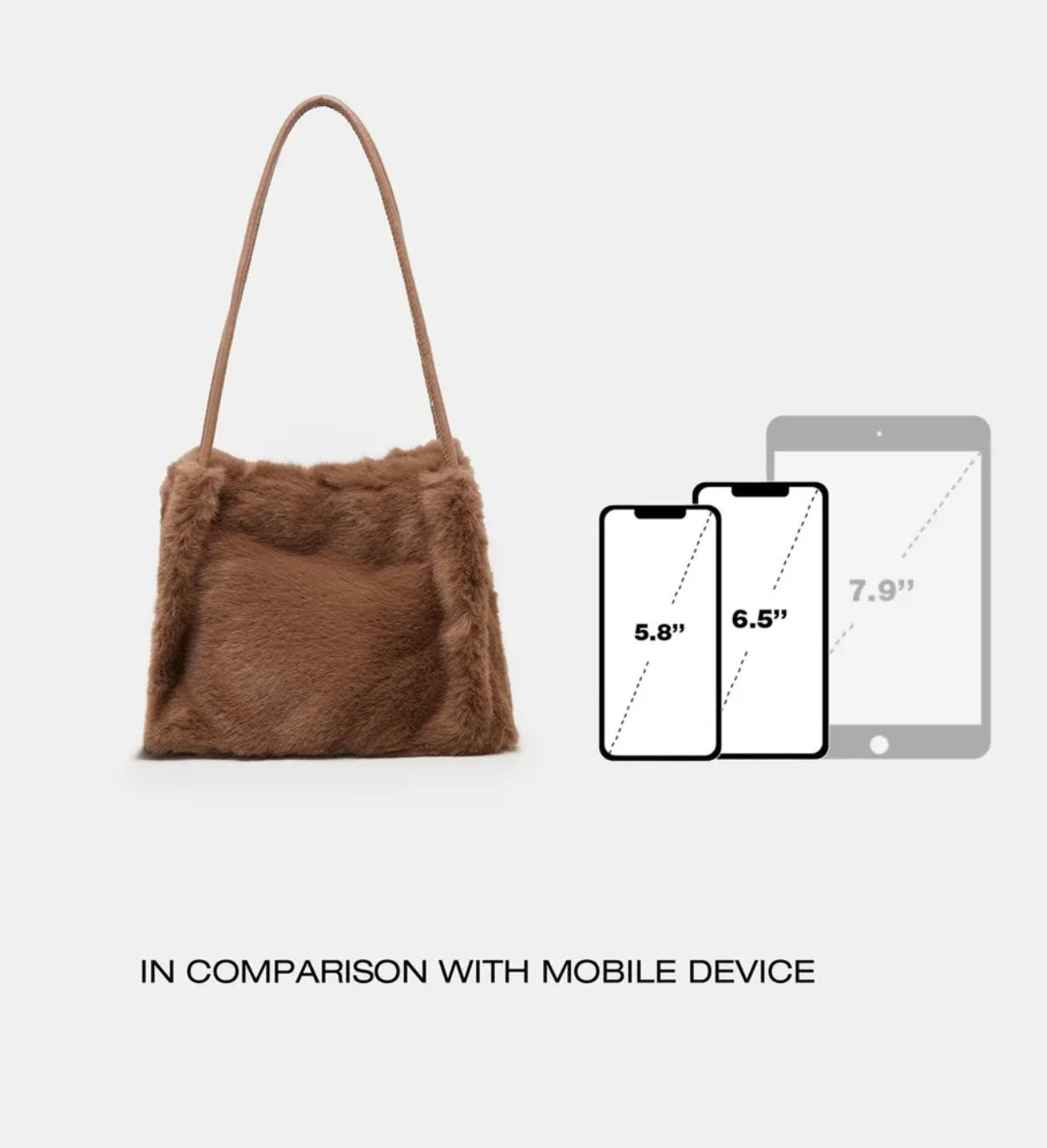 Plush Brown Fur Bucket Bag