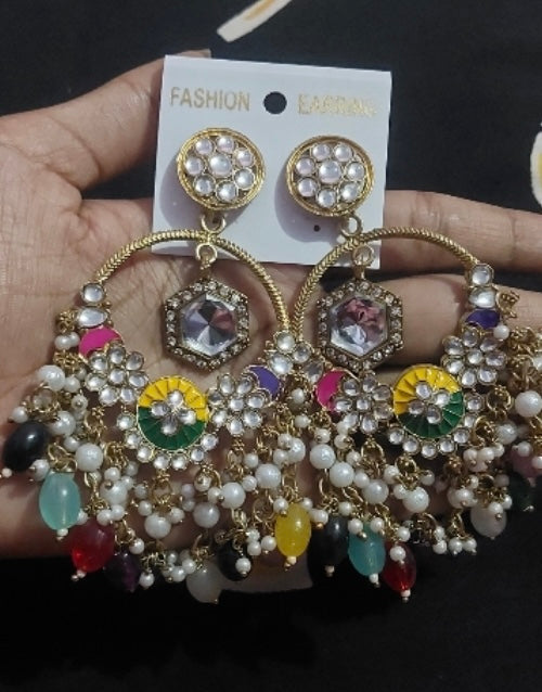 Exquisite Multicolour Heavy Chandbali Dangler Earrings