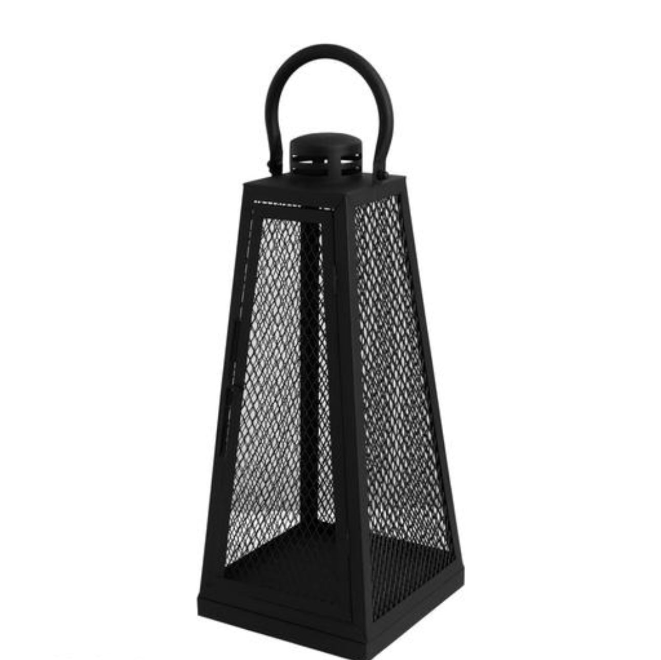 Decorative Black Metal Mesh Lanterns - Set of 2