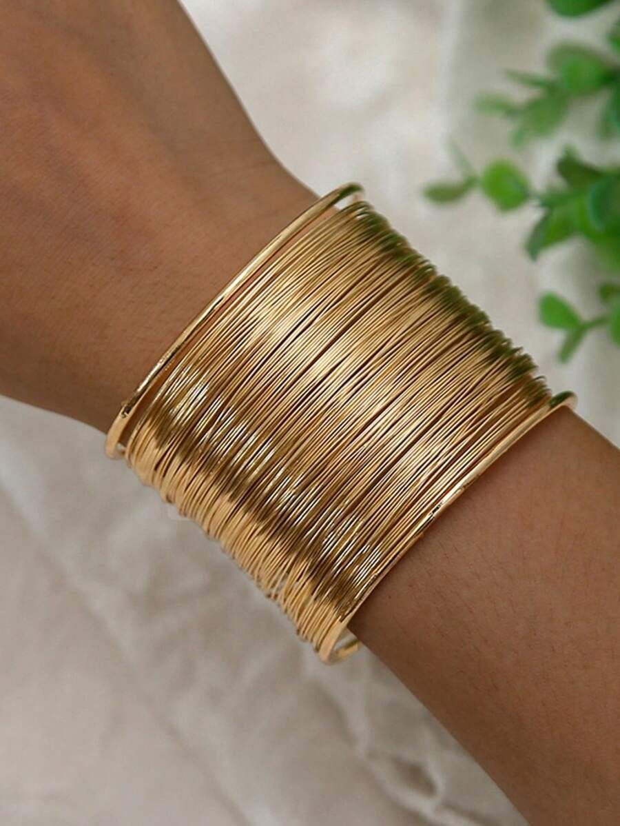 Multi-Layer Gold Wrist Cuff Adjustable Bracelet