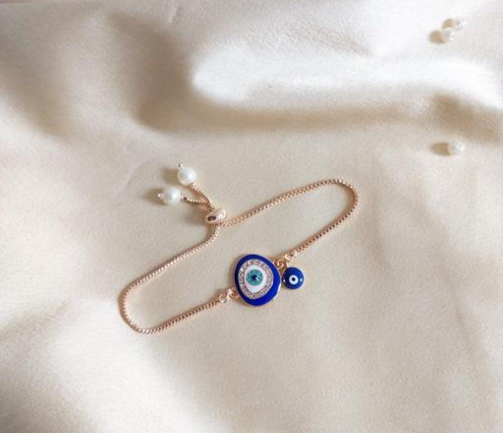 Gold Plated Petite Evil Eye Bracelet
