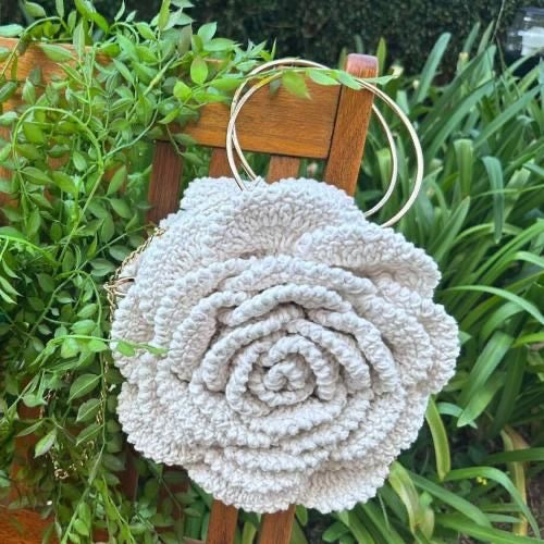 Exquisite Rose Shape Handmade Crochet Bag