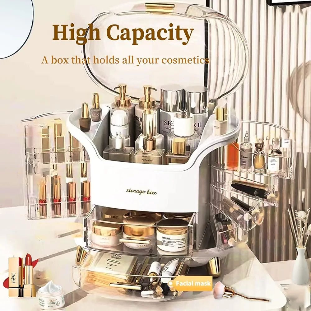 Large Capacity Dustproof Makeup Cosmetic Storage Vanity Box Organiser
