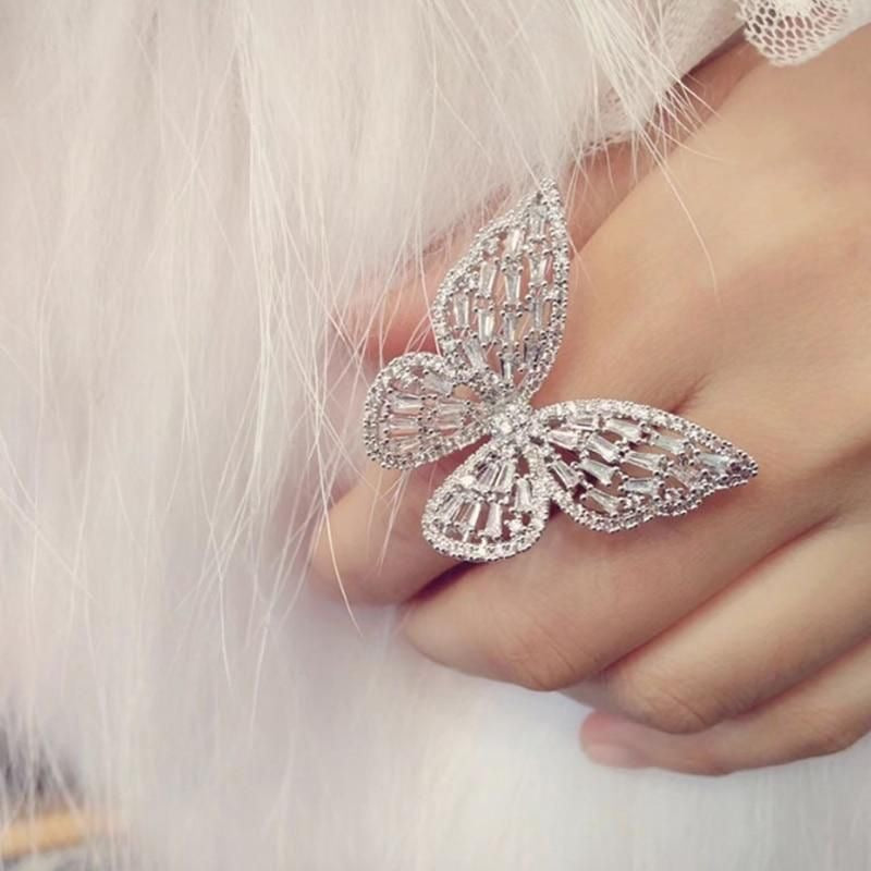 Sparkly Butterfly Statement AD Ring