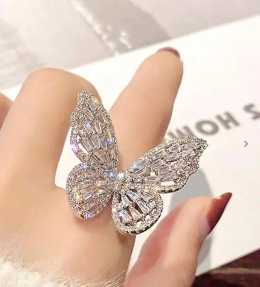 Sparkly Butterfly Statement AD Ring
