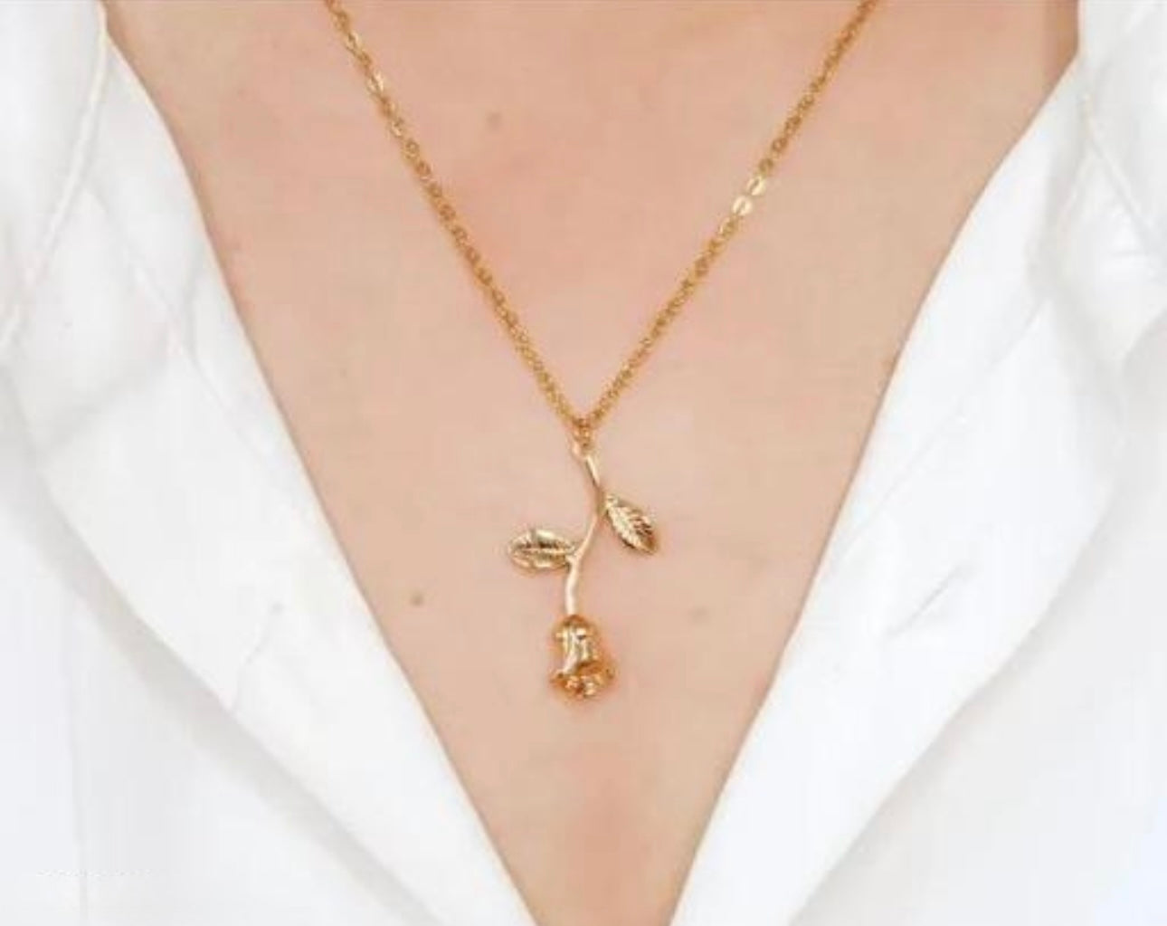 Gold Plated Minimalist Rose Necklace