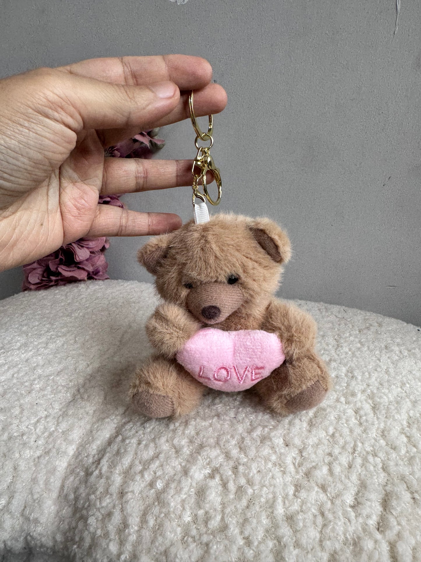 Adorable Plush Teddy with Heart Keychain/Bag Charm