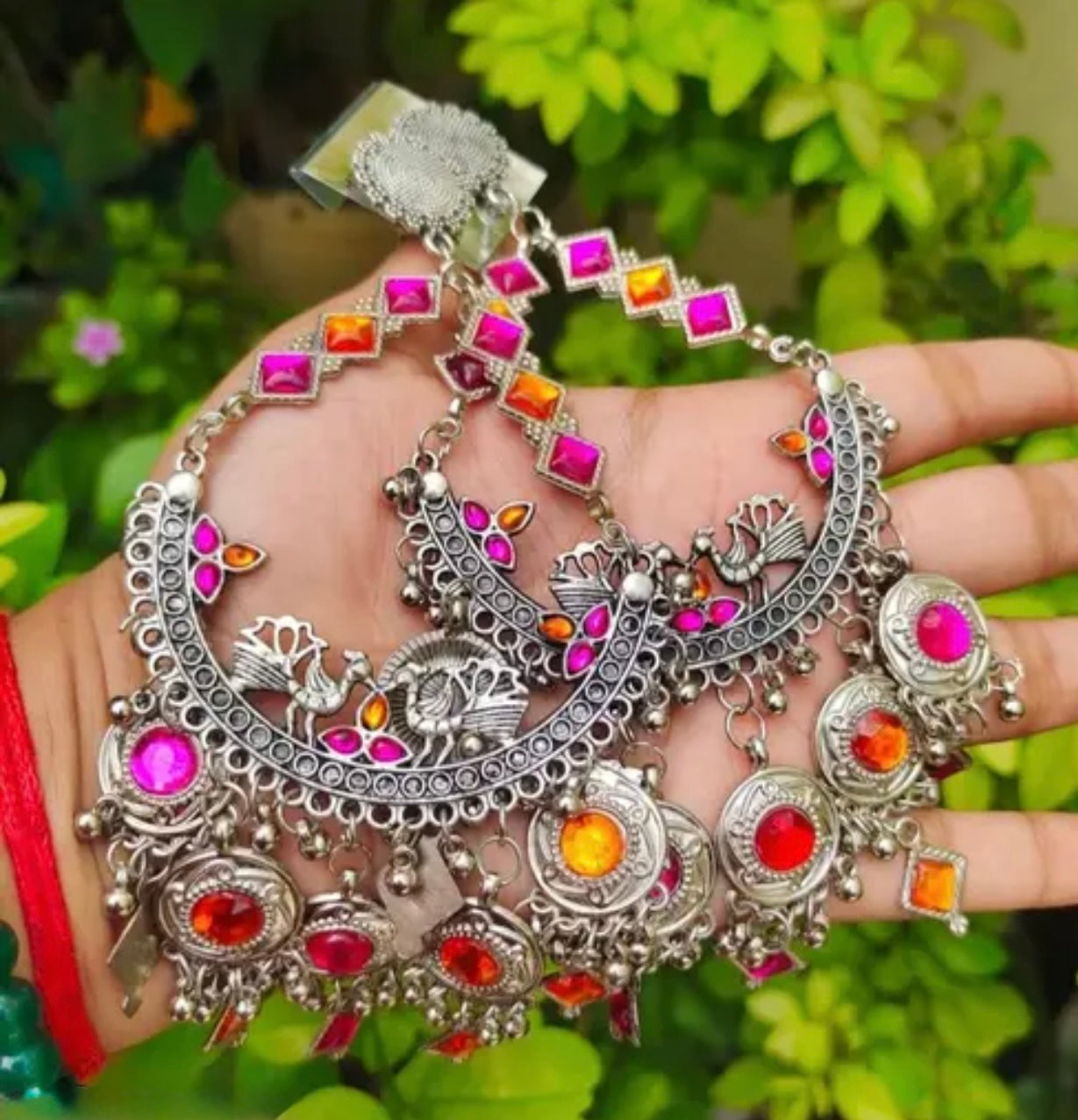 Large Oxidised Boho Jhumka Earrings