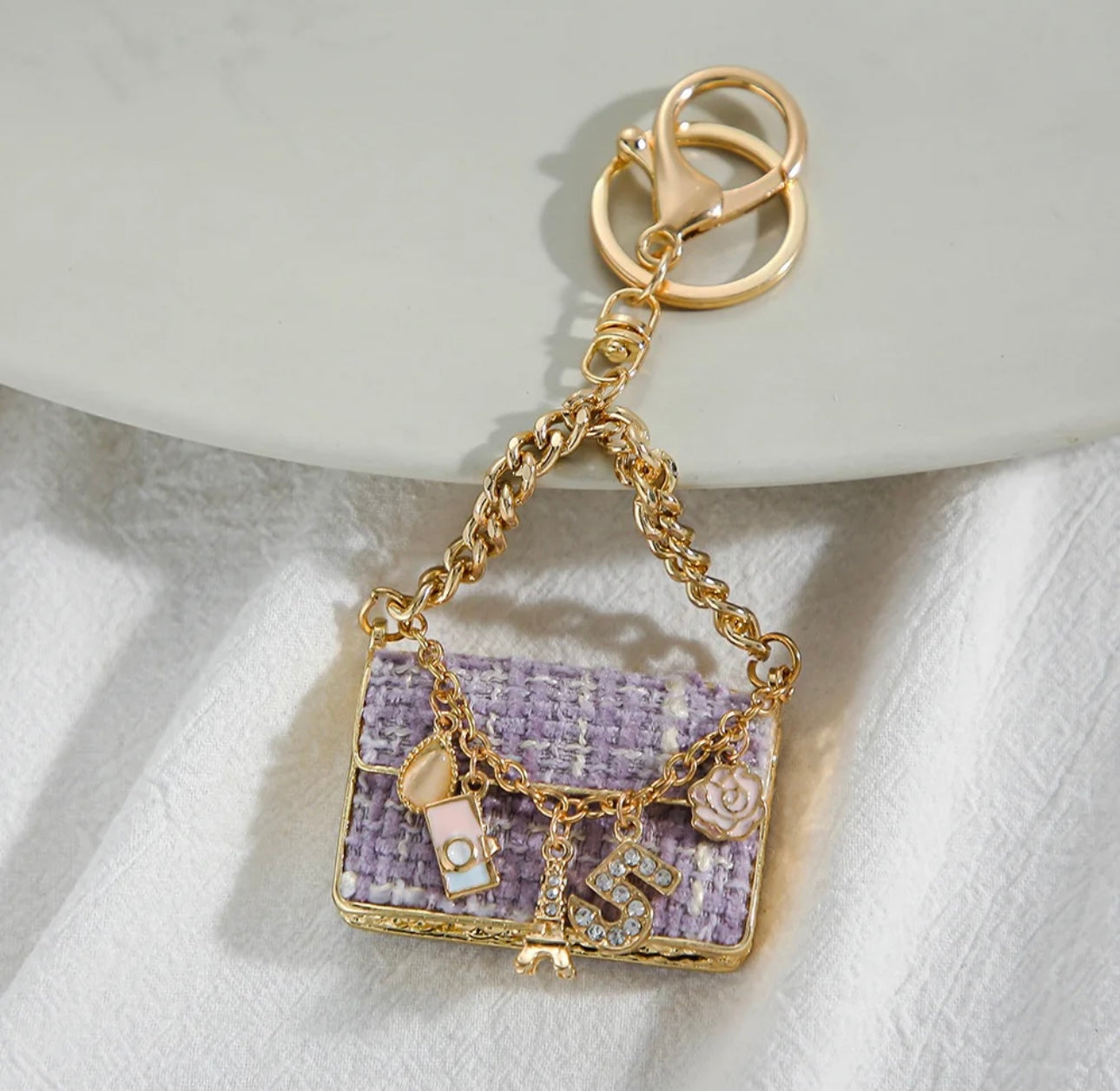Handbag Shape Metal Rhinestones Keychain
