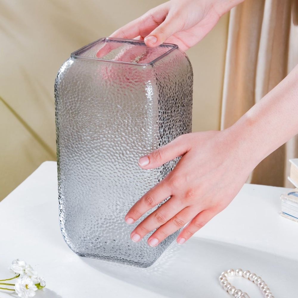 Decorative Pebble Patterned Glass Vase - Grey