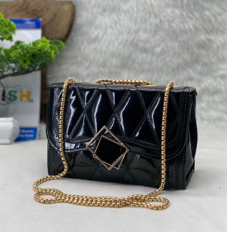 Faux Leather Chain Strap Crossbody Bag