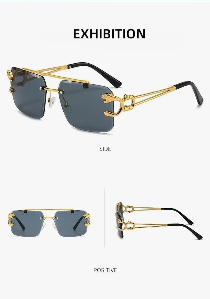 Luxury Retro Square Sunglasses Black & Gold