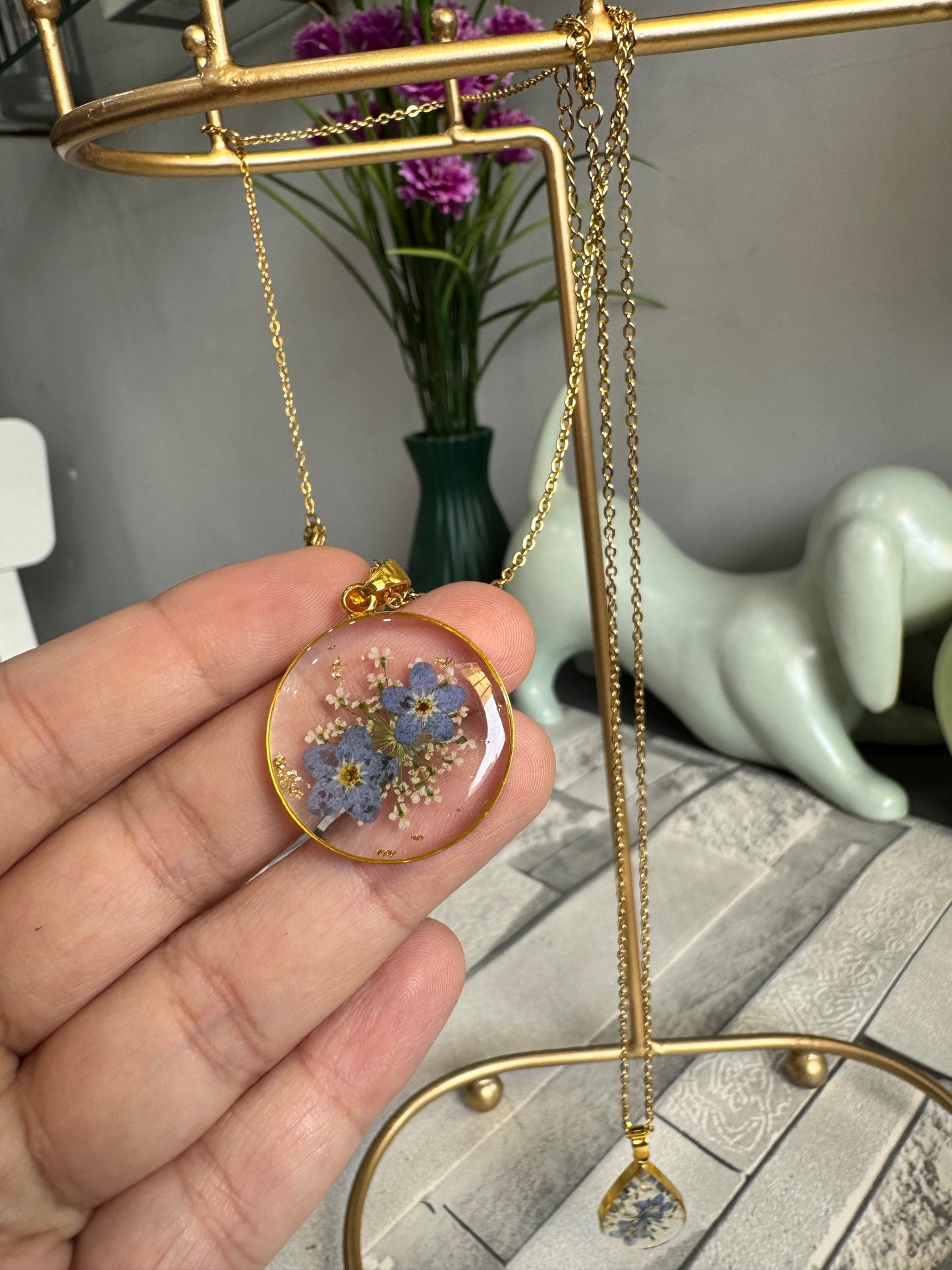 Pendants with Real Pressed Flowers