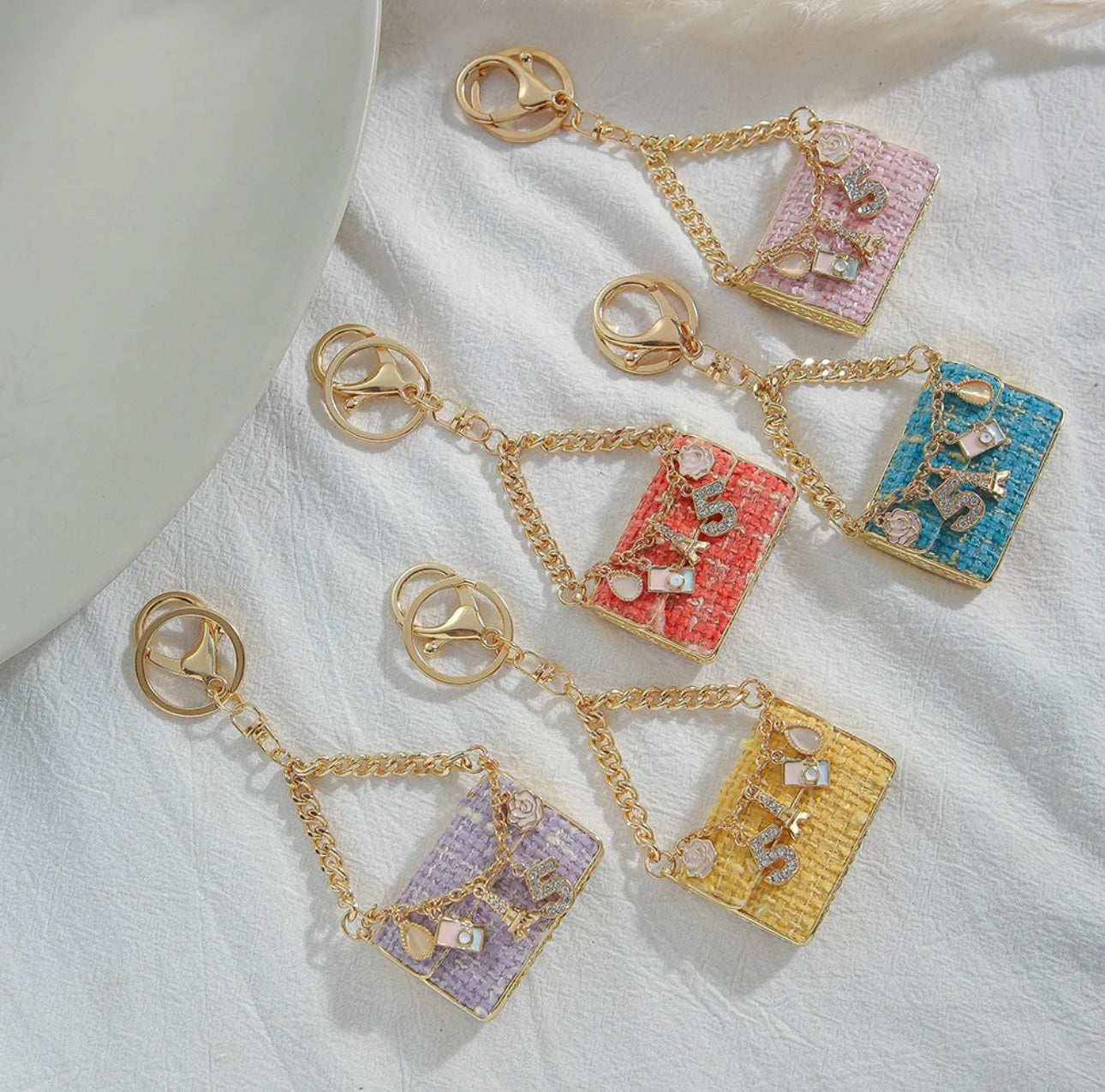 Handbag Shape Metal Rhinestones Keychain