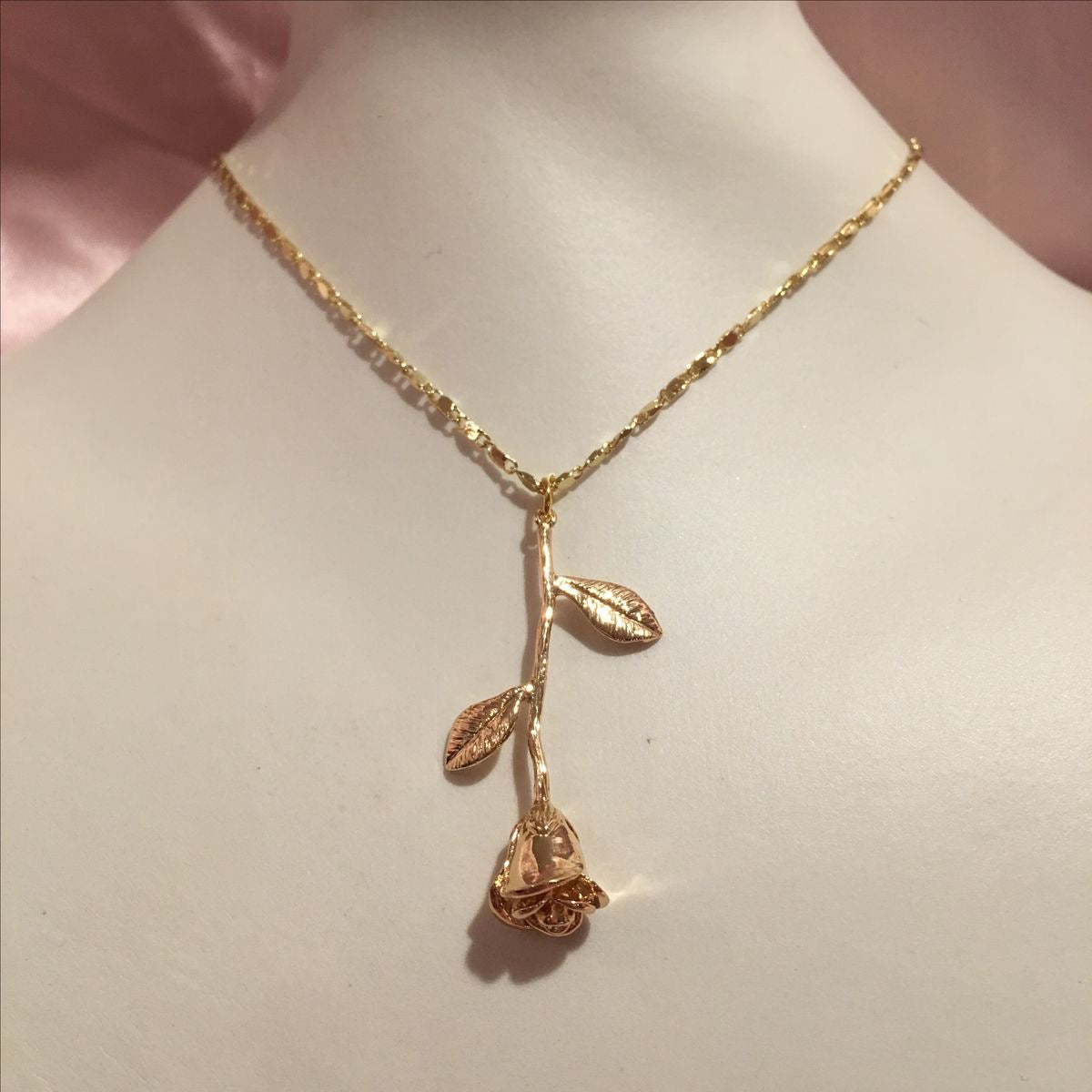 Gold Plated Minimalist Rose Necklace