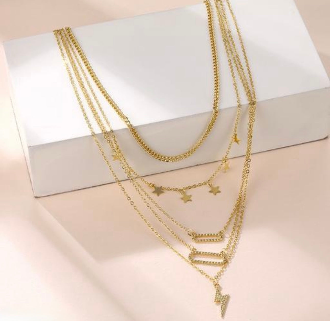 Stylish Gold-Plated Multi Layered Lightning 5-Layer Necklace