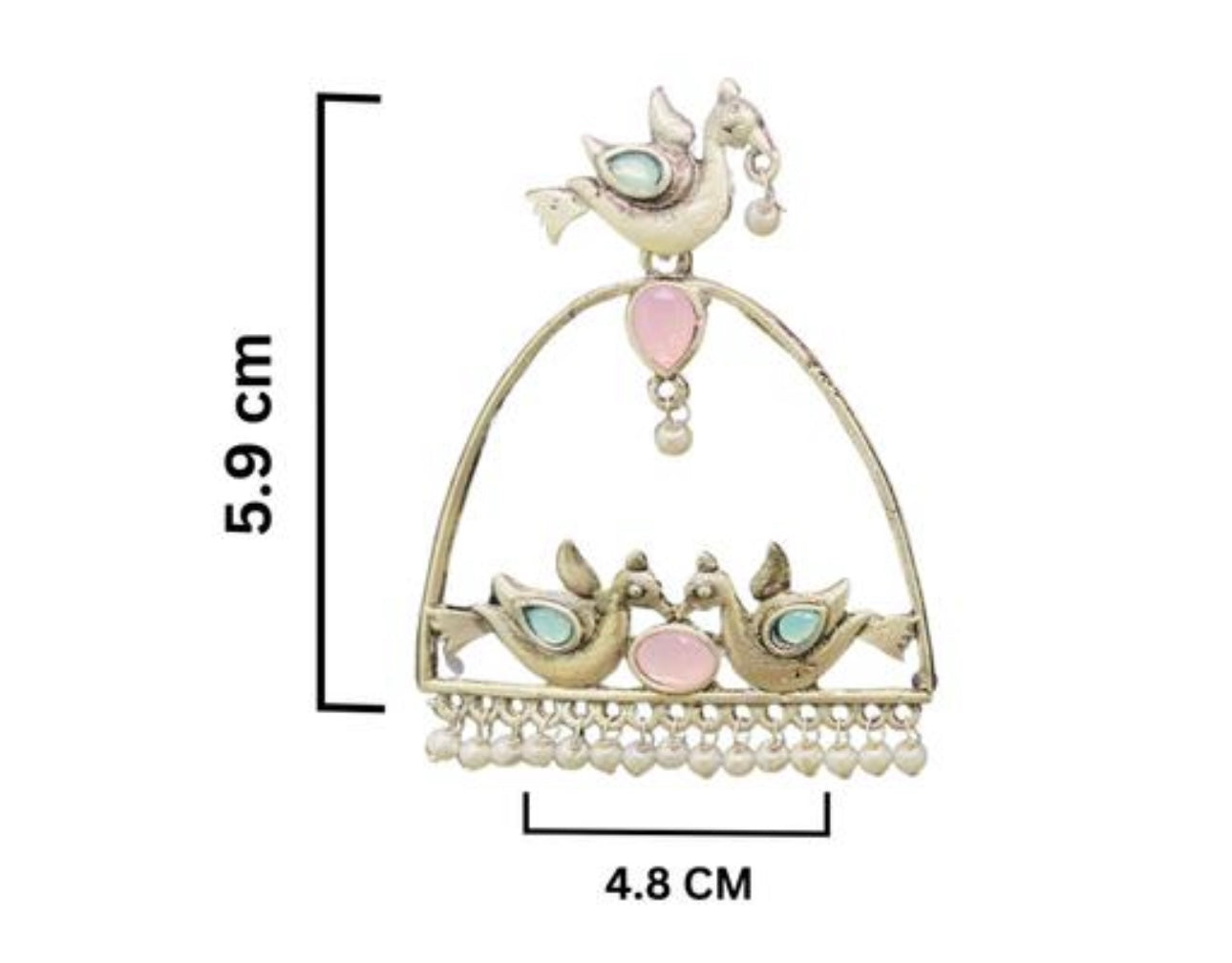 Chic Silver Plated Kundan Bird Statement Earrings