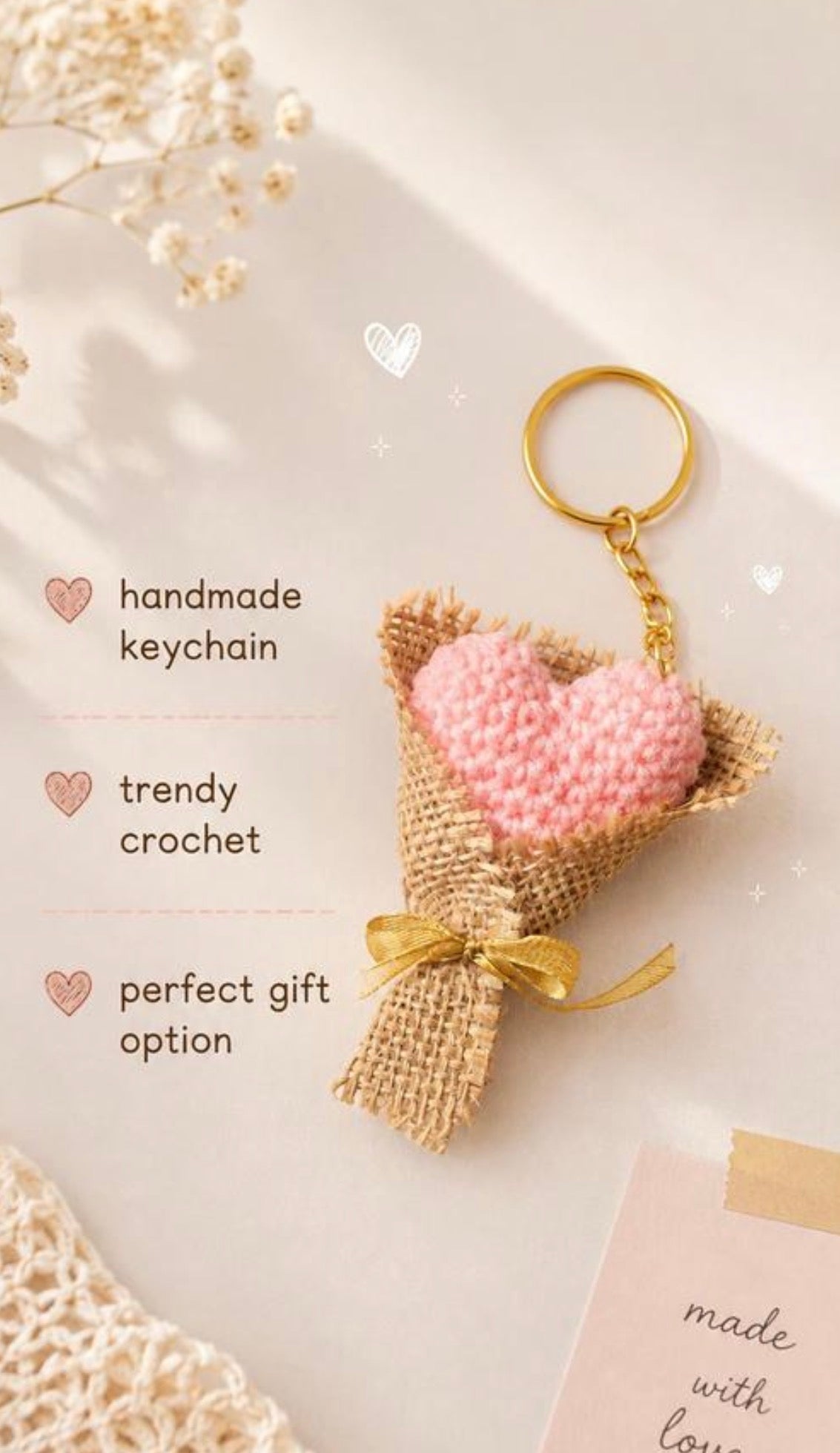 Aesthetic Handmade Crochet Mini Bouquet Keychain