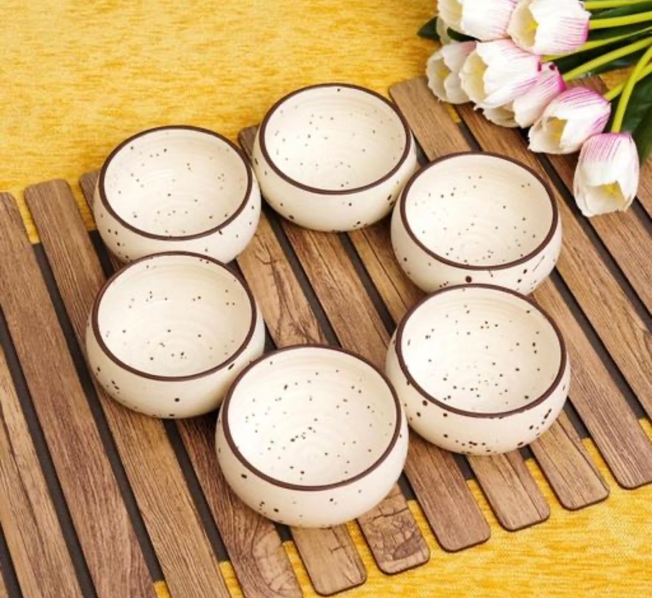 Elegant Stoneware Ceramic Bowls Set