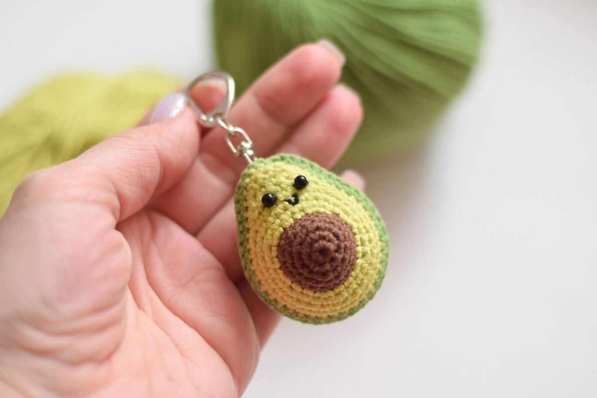 Cute Avocado Crochet Keychain