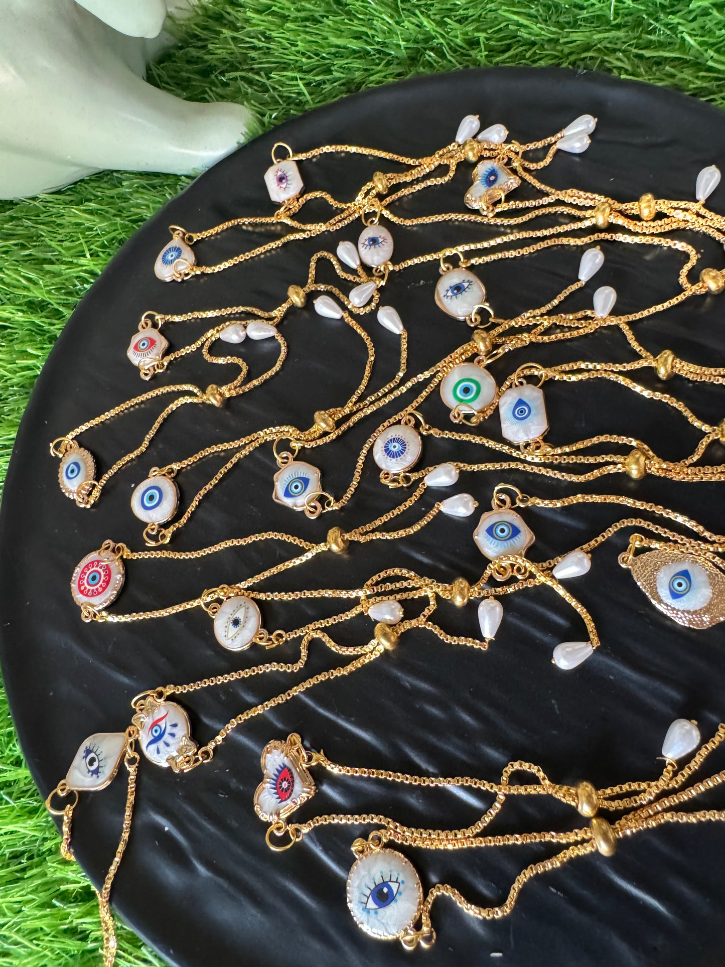 Exclusive Marble Evil Eye Bracelet/Rakhi Anti-tarnish Gold Plater