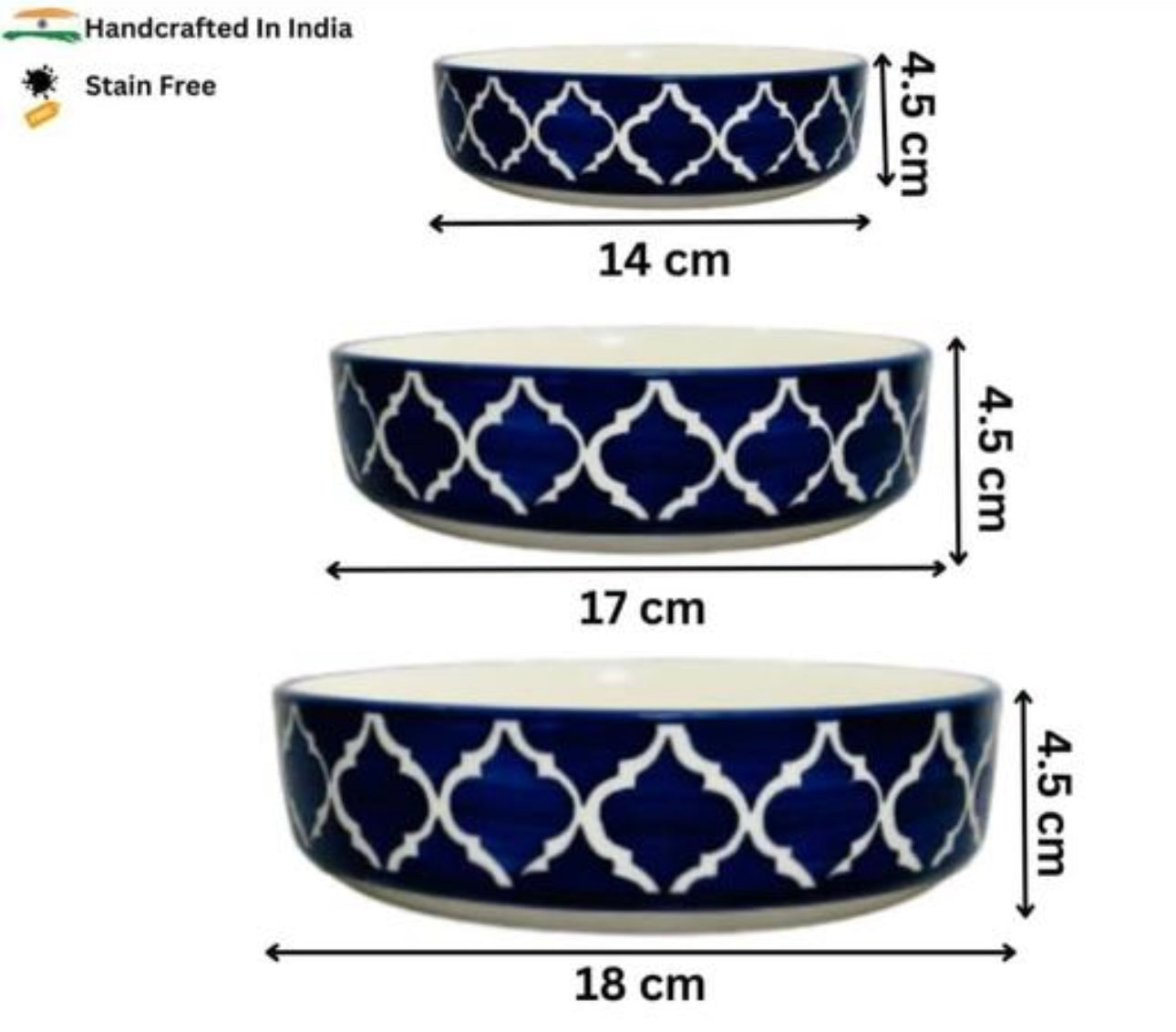 Premium Ceramic Moroccan Design Salad/Dinner Trays - Set of 3