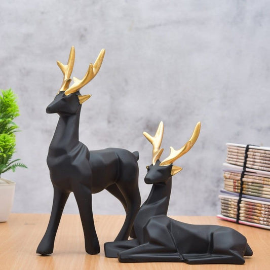 Decorative Black Deers Figurines - Set of 2