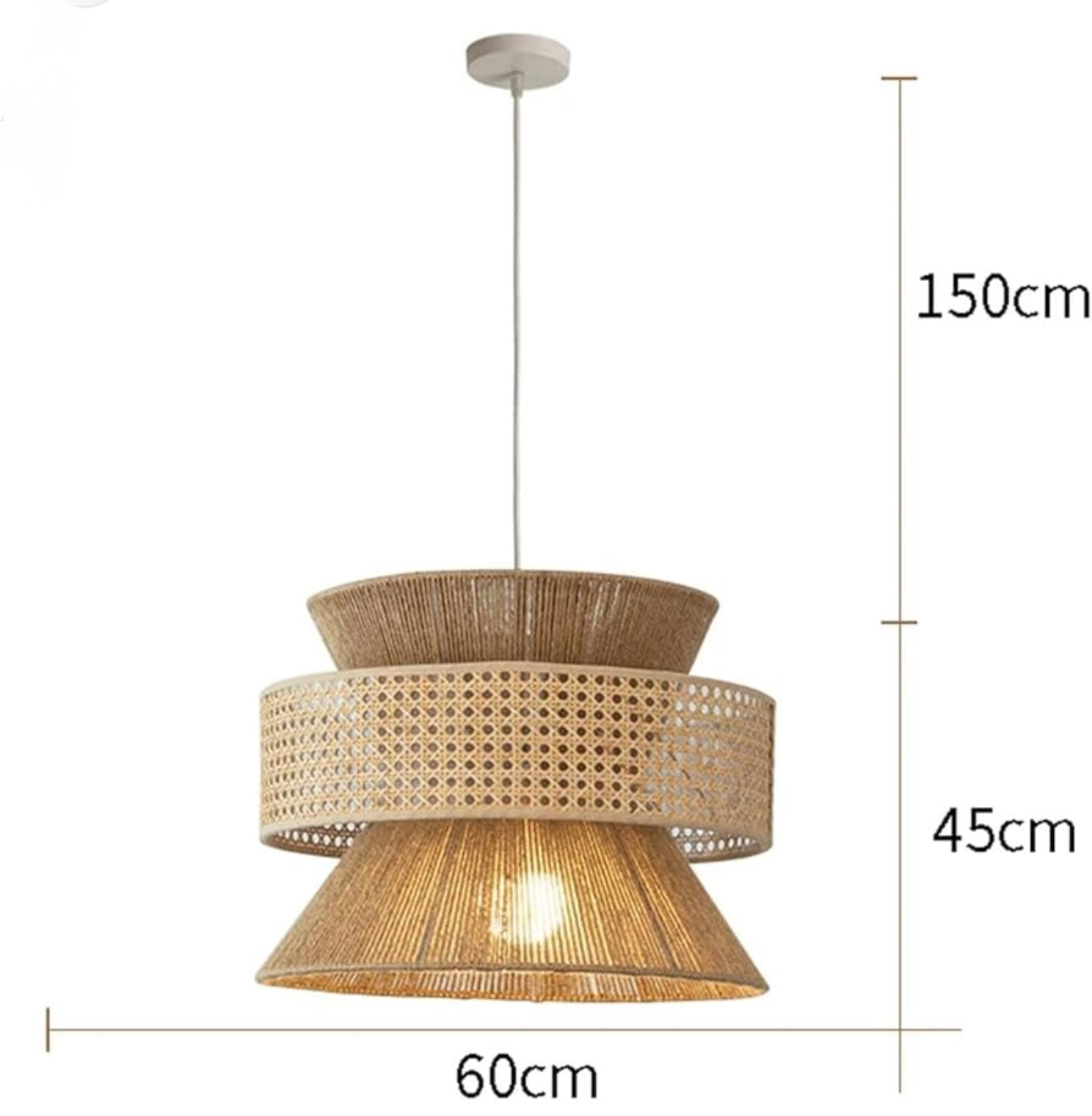 Vintage Wabi Sabi Handmade Rattan Hemp Chandelier Pendant Light