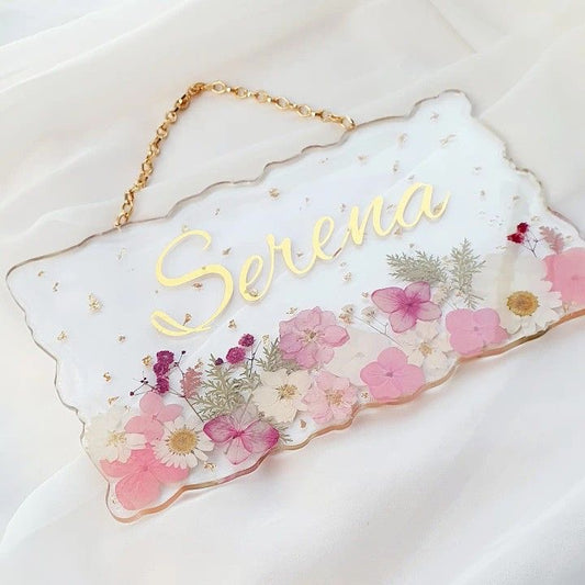 Vibrant Floral Customised Hanging Nameplate for Home