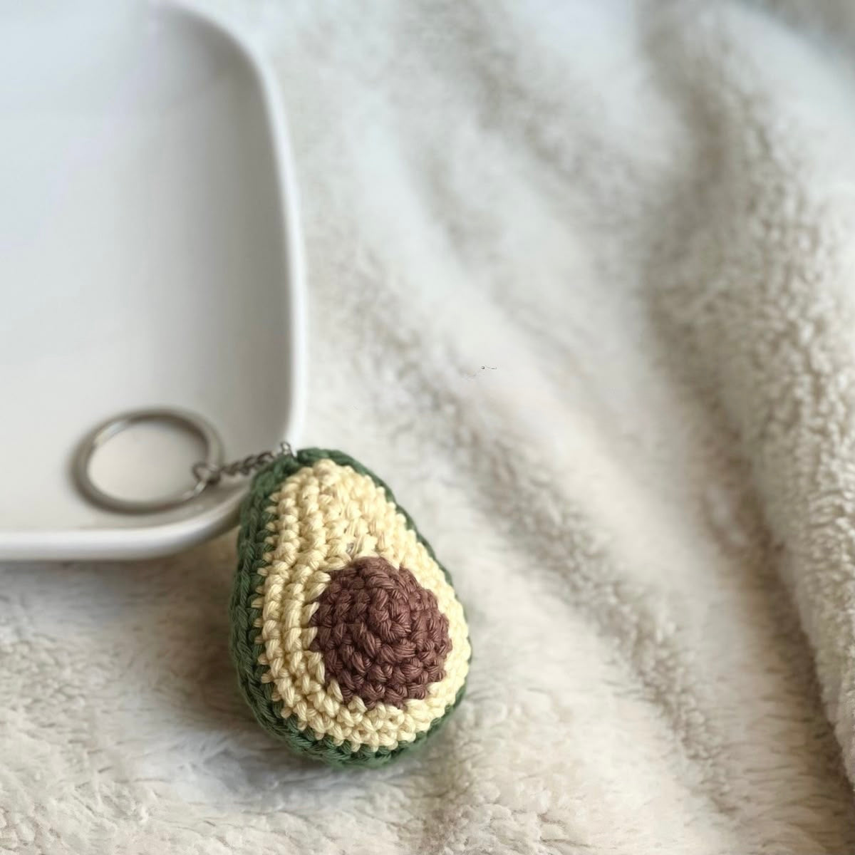 Cute Avocado Crochet Keychain