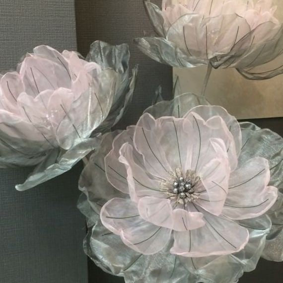 Organza Fabric Flowers (without Stand)