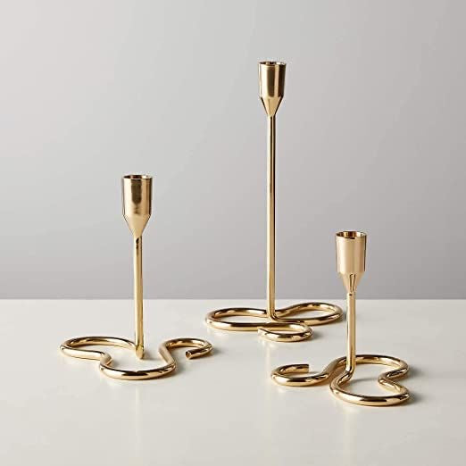 Gold Curve Tapered Candle Holder - Set of 3
