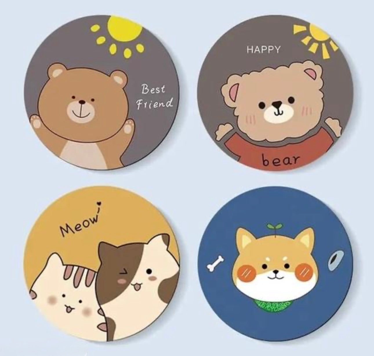 Cute Cartoon Coasters/Place Mats/Hot Pads - Set of 4