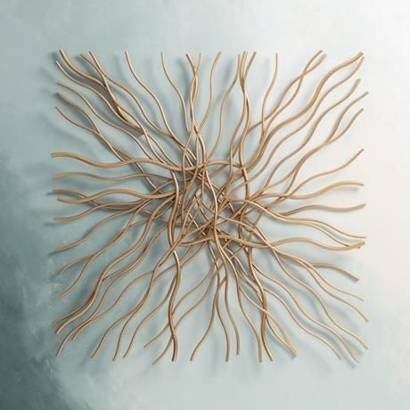 Abstract Gold Wire Metal Wall Art