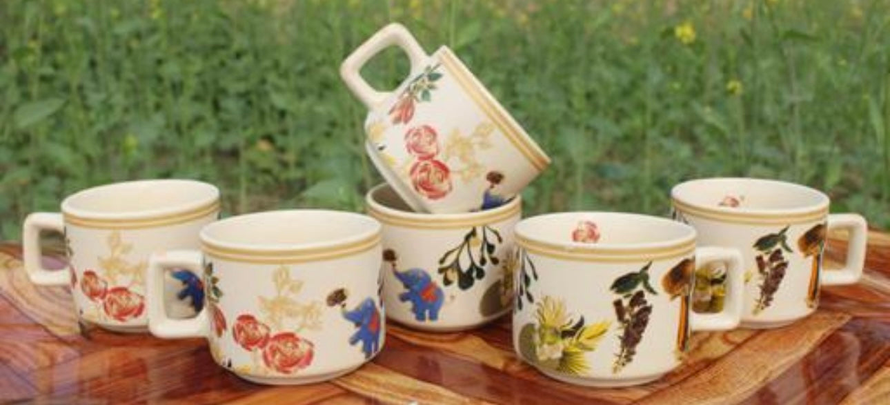 Beautiful Abstract Art Ceramic Cups - Set of 6