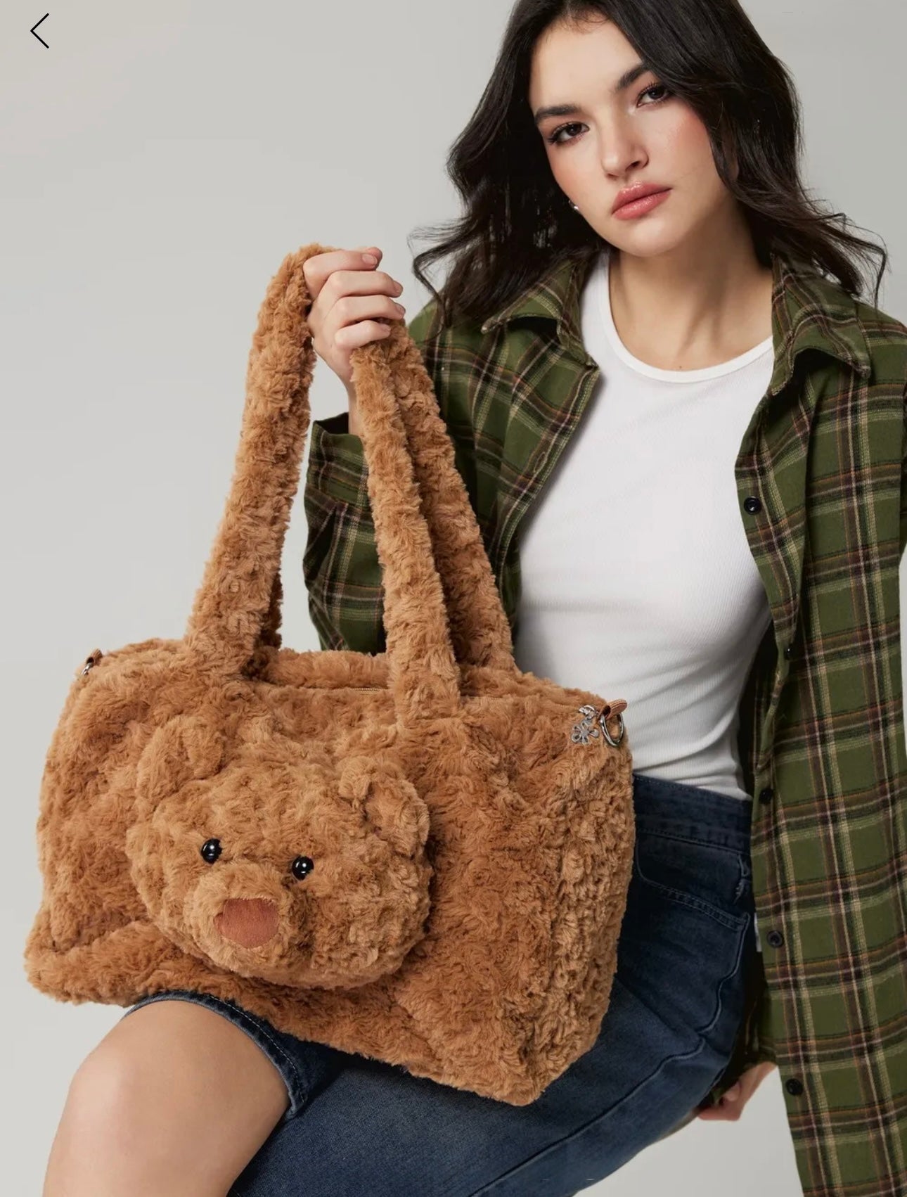 Plush Brown Teddy Fur Bag