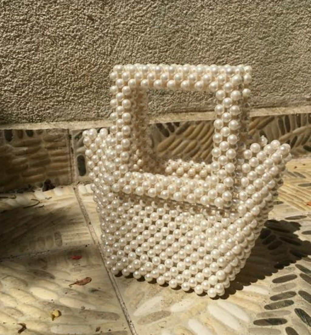Luxury Ivory Pearl Beaded Bag