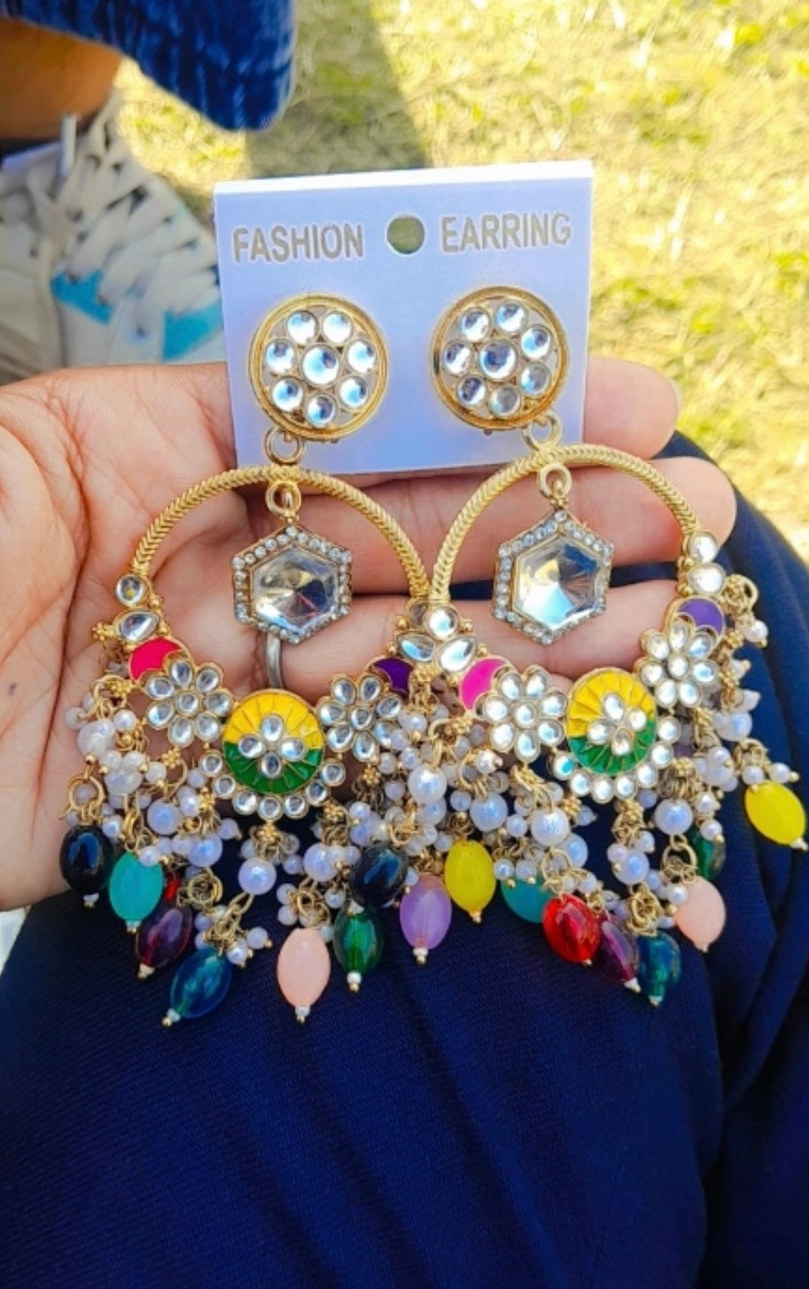 Exquisite Multicolour Heavy Chandbali Dangler Earrings
