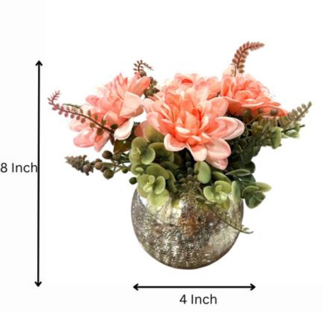 Artificial Pink Lilly Bunch with Glass Vase