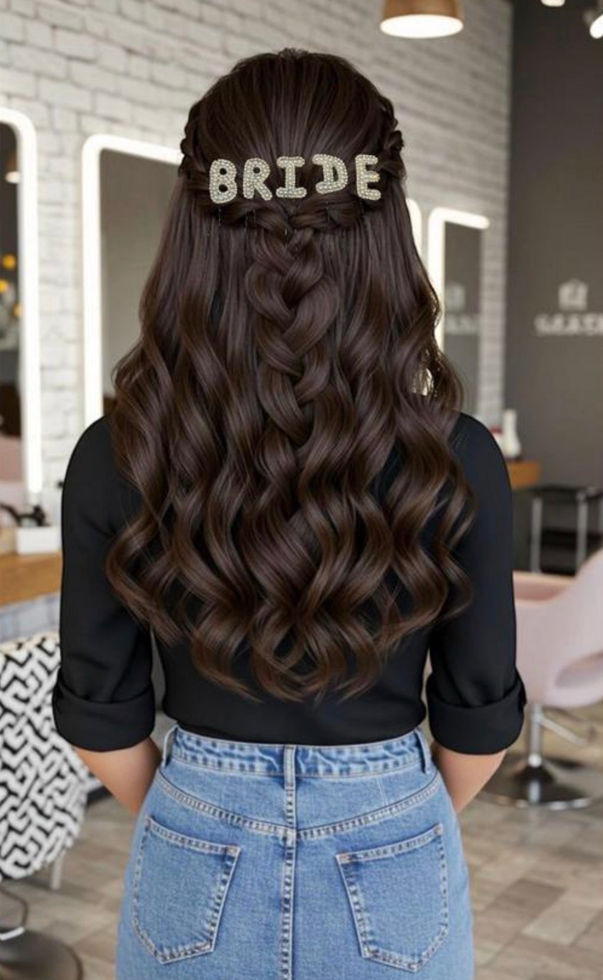 Exclusive “BRIDE” Rhinestones Pearls Hairclip