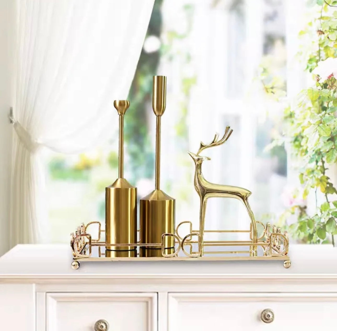 Luxe Decorative Glass Metal Tray