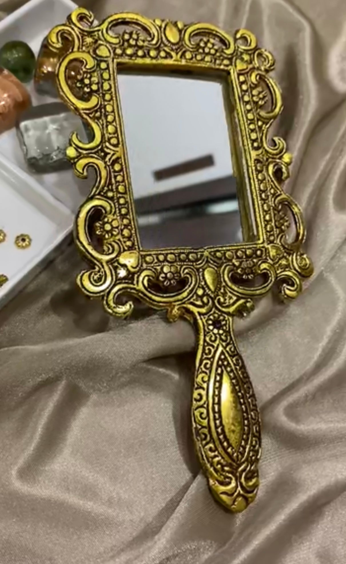 Elegant Oxidised Vintage Hand Mirror